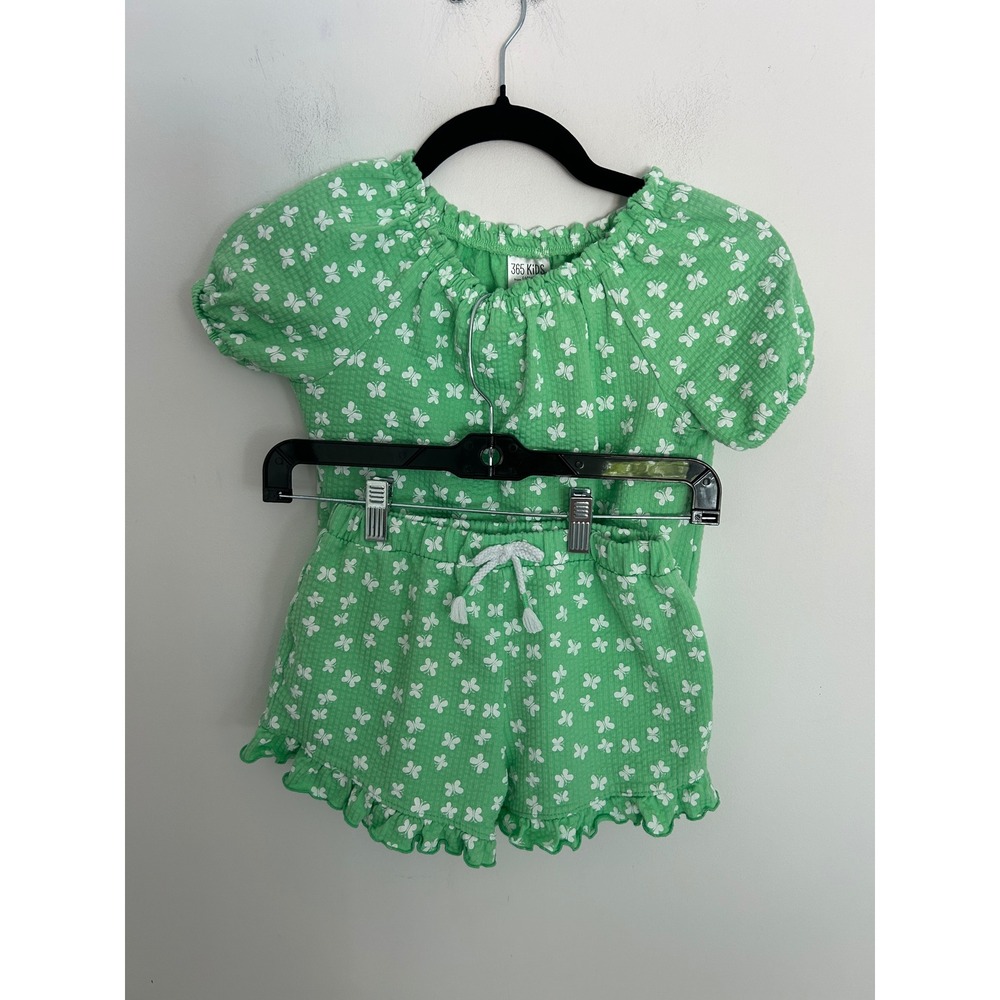 365 Kids Garanimals Girls Green Butterfly Seersucker Top and‎ Shorts Set Size 8